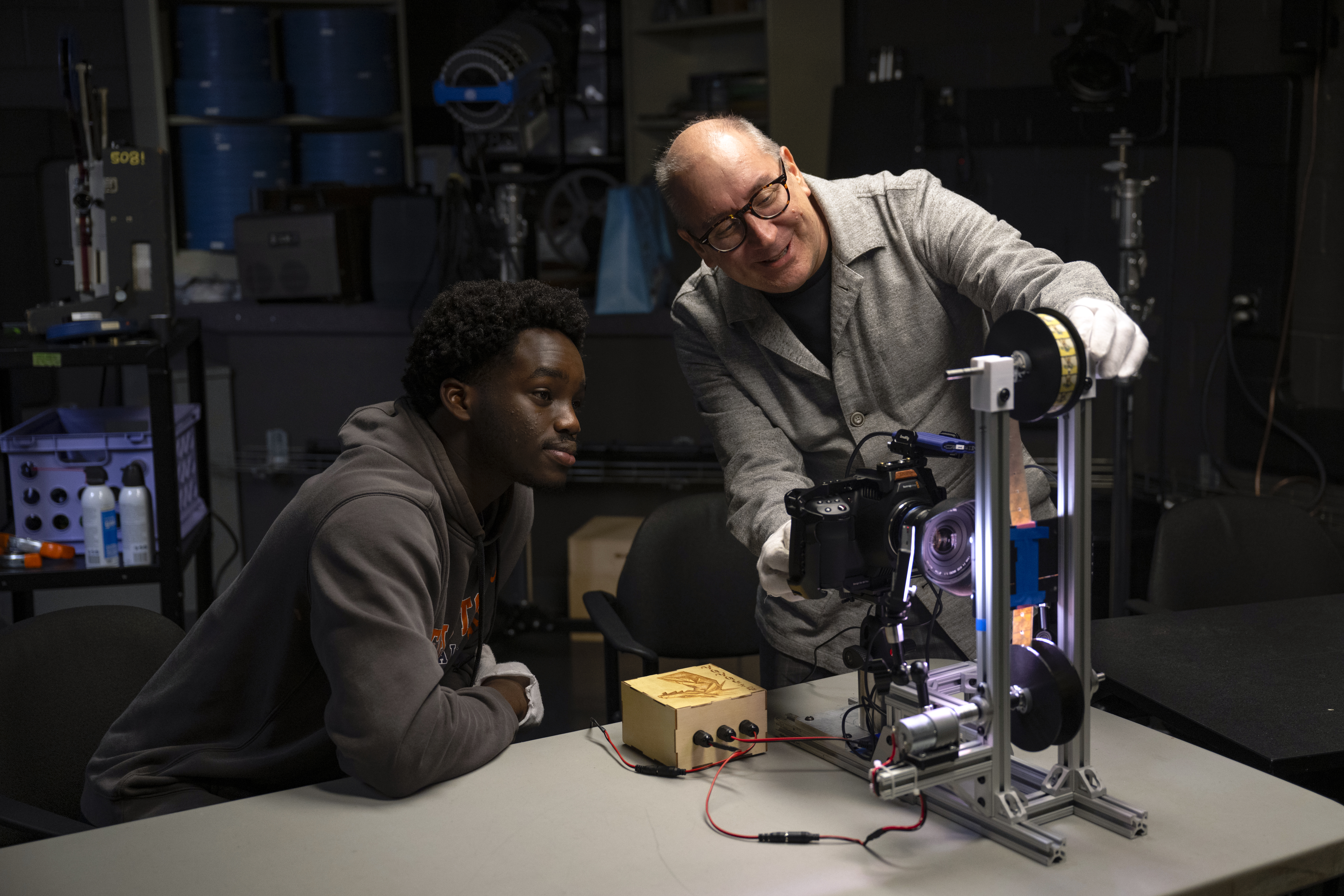 student and instructor working with japanese paper film
